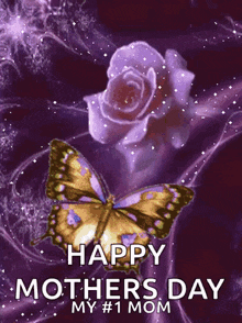 a mothers day card with a butterfly and rose