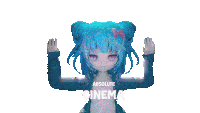 a poster for absolute cinema shows a blue haired anime girl