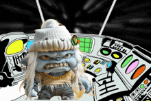 a cartoon character wearing a beanie and a sweater that says ' little ' on it