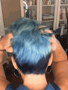 pretty hair blue hair pixie cut