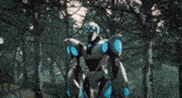 a robot with a red cape is flying through the air