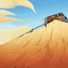 a cartoon drawing of a vehicle going down a hill