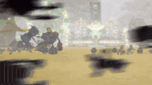 a video game scene with a ferris wheel and a castle