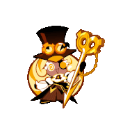 a cartoon character with a top hat and scissors