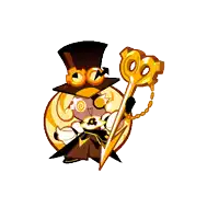 a cartoon character with a top hat and scissors