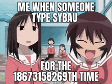 a couple of anime girls are standing next to each other in a classroom with a meme .