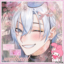 a picture of a boy with the words sweetheart written on it