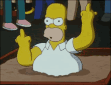 homer simpson is giving the middle finger in a cartoon