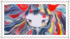 a postage stamp with a painting of a girl with long hair