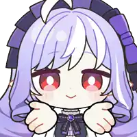 a cartoon drawing of a girl with purple hair giving a thumbs up