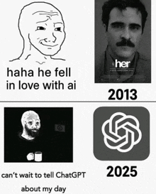 a meme about a man falling in love with a woman