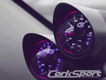 a corksport performance gauge is sitting on a car