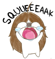 a cartoon of a girl crying with the words squeeeeaak written above her