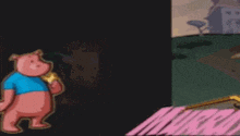 a cartoon character named murray is holding a pig