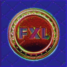 a coin with fxl written on it is on a blue background