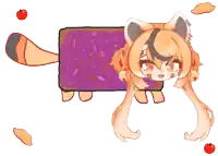a drawing of a cat with a purple blanket on it