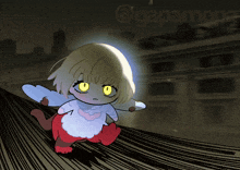 a cartoon drawing of a girl with yellow eyes and the name gapamona