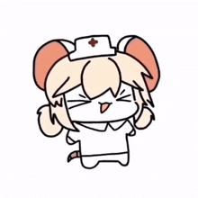 a cartoon of a mouse wearing a nurse 's hat and a white shirt .