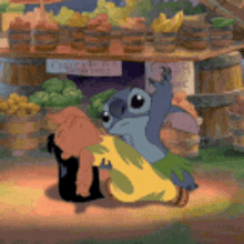 a cartoon character from the movie lilo and stitch is sitting on the ground