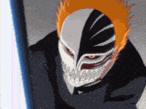 a cartoon character with a black and white mask on