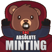 a teddy bear with the words absolute minting written on it