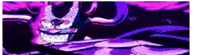 a purple and pink cartoon character with a big smile on his face