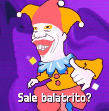 a cartoon drawing of a clown with the words sale balatrito on the bottom