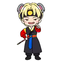 a cartoon drawing of a boy wearing a hat with the letter o on it