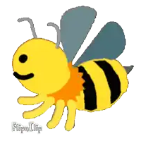a cartoon bee with a flipa clip sticker
