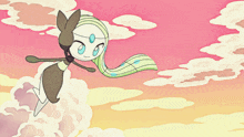 a cartoon character is flying through the clouds