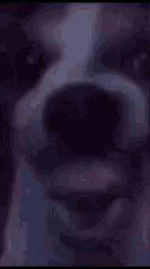 a close up of a person 's face in a dark room