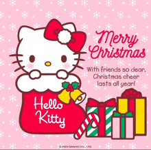 a hello kitty christmas card that says merry christmas