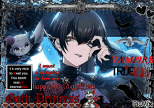 a picture of a vampire with the words happy world goth day goth princess