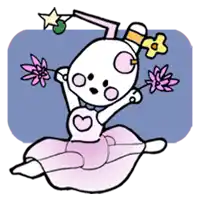 a cartoon drawing of a rabbit in a pink dress