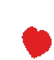 a pixel art of a red heart against a white background