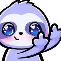 a cartoon sloth with blue eyes is giving a thumbs up