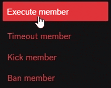 a red button that says execute member with a hand pointing to it