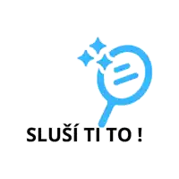 a logo with a magnifying glass and the words " slusi ti to "