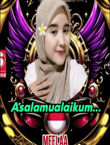 a picture of a woman in a hijab with the words " assalamualaikum " on it
