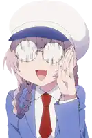 a girl wearing glasses and a hat is covering her ears with her hands