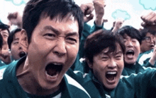 a group of people with their mouths wide open
