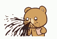 surprised brown bear spit vomit