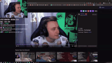a man wearing headphones is playing a video game on a computer