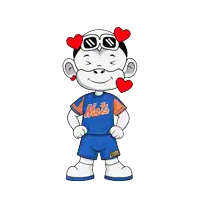 a cartoon character is wearing a mets jersey