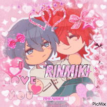 a picture of two anime characters with the name rinmiki
