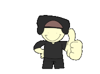 a cartoon character is giving a thumbs up