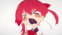a cartoon girl with red hair is making a face