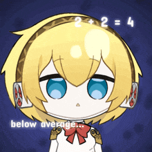 a drawing of a girl with the number 2 + 2 = 4 above her head