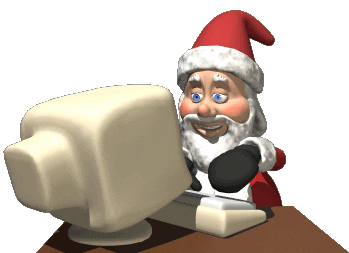 Santa On Computer Typing Sticker - Santa On Computer Typing Santa Claus Stickers