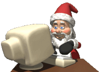 Santa On Computer Typing Sticker - Santa On Computer Typing Santa Claus Stickers